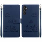 For Samsung Galaxy A35 5G Cute Cats RFID Leather Phone Case(Blue) - 1
