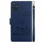 For Samsung Galaxy A51 4G Cute Cats RFID Leather Phone Case(Blue) - 3