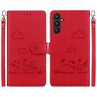 For Samsung Galaxy A54 5G Cute Cats RFID Leather Phone Case(Red) - 1