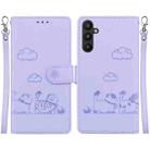 For Samsung Galaxy A55 5G Cute Cats RFID Leather Phone Case(Purple) - 1