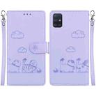 For Samsung Galaxy A71 4G Cute Cats RFID Leather Phone Case(Purple) - 1