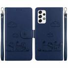 For Samsung Galaxy A73 5G Cute Cats RFID Leather Phone Case(Blue) - 1