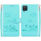 For Samsung Galaxy A12 5G Cute Cats RFID Leather Phone Case(Green) - 1