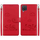 For Samsung Galaxy A12 5G Cute Cats RFID Leather Phone Case(Red) - 1
