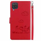 For Samsung Galaxy A12 5G Cute Cats RFID Leather Phone Case(Red) - 3