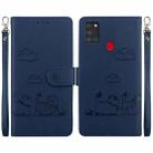 For Samsung Galaxy A21s Cute Cats RFID Leather Phone Case(Blue) - 1