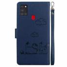 For Samsung Galaxy A21s Cute Cats RFID Leather Phone Case(Blue) - 3