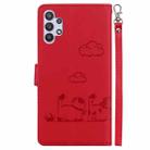 For Samsung Galaxy A32 5G Cute Cats RFID Leather Phone Case(Red) - 3