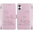 For Samsung Galaxy A25 5G / A25e JP Edition Cute Cats RFID Leather Phone Case(Rose Gold) - 1
