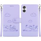 For Samsung Galaxy A25 5G / A25e JP Edition Cute Cats RFID Leather Phone Case(Purple) - 1