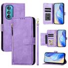 For Motorola Edge 30 Multi-Card Slots Zipper Wallet Leather Phone Case(Purple) - 1