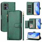 For Motorola Edge 30 Neo Multi-Card Slots Zipper Wallet Leather Phone Case(Green) - 1