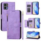 For Motorola Edge 30 Neo Multi-Card Slots Zipper Wallet Leather Phone Case(Purple) - 1