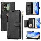 For Motorola Edge 40 Global / Edge 2023 US Multi-Card Slots Zipper Wallet Leather Phone Case(Black) - 1