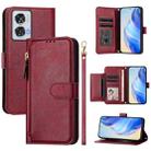 For Motorola Edge 50 Fusion Multi-Card Slots Zipper Wallet Leather Phone Case(Dark Red) - 1