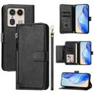 For Motorola Edge 50 Ultra / Moto X50 Ultra Multi-Card Slots Zipper Wallet Leather Phone Case(Black) - 1