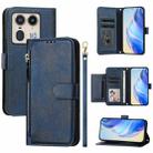 For Motorola Edge 50 Ultra / Moto X50 Ultra Multi-Card Slots Zipper Wallet Leather Phone Case(Blue) - 1