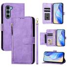 For Motorola Edge S30 / Moto G200 5G Multi-Card Slots Zipper Wallet Leather Phone Case(Purple) - 1