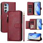 For Motorola Edge X30 / Edge 30 Pro Multi-Card Slots Zipper Wallet Leather Phone Case(Dark Red) - 1