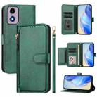 For Motorola Moto E14 / G04 / G04s / G24 4G Multi-Card Slots Zipper Wallet Leather Phone Case(Green) - 1