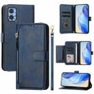 For Motorola Moto E22 / Moto E22i Multi-Card Slots Zipper Wallet Leather Phone Case(Blue) - 1