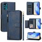 For Motorola Moto E32 India / E32s / G22 Multi-Card Slots Zipper Wallet Leather Phone Case(Blue) - 1