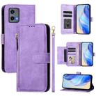 For Motorola Moto G 5G 2023 Multi-Card Slots Zipper Wallet Leather Phone Case(Purple) - 1