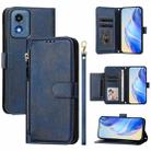 For Motorola Moto G Play 5G 2024 Multi-Card Slots Zipper Wallet Leather Phone Case(Blue) - 1