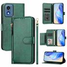 For Motorola Moto G Play 5G 2024 Multi-Card Slots Zipper Wallet Leather Phone Case(Green) - 1