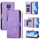 For Motorola Moto G Play 2021 Multi-Card Slots Zipper Wallet Leather Phone Case(Purple) - 1