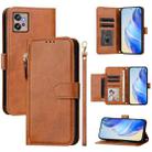 For Motorola Moto G32 Multi-Card Slots Zipper Wallet Leather Phone Case(Brown) - 1