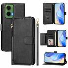 For Motorola Moto G35 Multi-Card Slots Zipper Wallet Leather Phone Case(Black) - 1