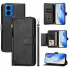 For Motorola Moto G45 5G / G34 5G Multi-Card Slots Zipper Wallet Leather Phone Case(Black) - 1