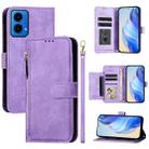 For Motorola Moto G45 5G / G34 5G Multi-Card Slots Zipper Wallet Leather Phone Case(Purple) - 1