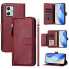 For Motorola Moto G64 / G54 India Multi-Card Slots Zipper Wallet Leather Phone Case(Dark Red) - 1