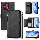 For Motorola Moto G84 Multi-Card Slots Zipper Wallet Leather Phone Case(Black) - 1