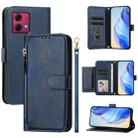 For Motorola Moto G84 Multi-Card Slots Zipper Wallet Leather Phone Case(Blue) - 1