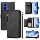 For Motorola Moto G85 Multi-Card Slots Zipper Wallet Leather Phone Case(Black) - 1