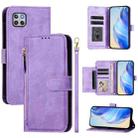 For Motorola One 5G Ace 2021 Multi-Card Slots Zipper Wallet Leather Phone Case(Purple) - 1
