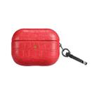 For AirPods Pro 2 Crocodile Texture Earphone Protective Case(Red) - 1