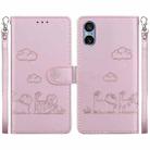 For Sony Xperia 5 V Cute Cats RFID Leather Phone Case(Rose Gold) - 1
