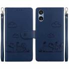 For Sony Xperia 5 V Cute Cats RFID Leather Phone Case(Blue) - 1