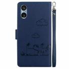 For Sony Xperia 5 V Cute Cats RFID Leather Phone Case(Blue) - 3