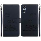 For Sony Xperia 5 V Cute Cats RFID Leather Phone Case(Black) - 1