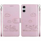 For Sony Xperia 10 VI Cute Cats RFID Leather Phone Case(Rose Gold) - 1