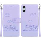 For Sony Xperia 10 VI Cute Cats RFID Leather Phone Case(Purple) - 1