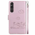 For Sony Xperia 1 V Cute Cats RFID Leather Phone Case(Rose Gold) - 3