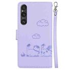 For Sony Xperia 1 V Cute Cats RFID Leather Phone Case(Purple) - 3