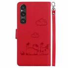 For Sony Xperia 1 V Cute Cats RFID Leather Phone Case(Red) - 3