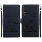 For Sony Xperia 1 V Cute Cats RFID Leather Phone Case(Black) - 1